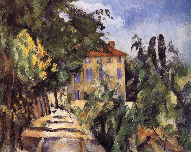 Paul Cezanne red roof houses china oil painting image